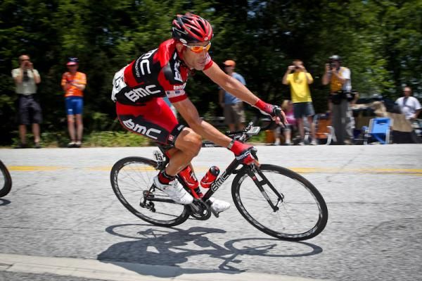 George Hincapie (BMC) beginning the descent off Paris Mountain.