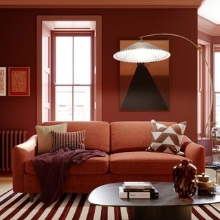 Terracotta sofa in living room