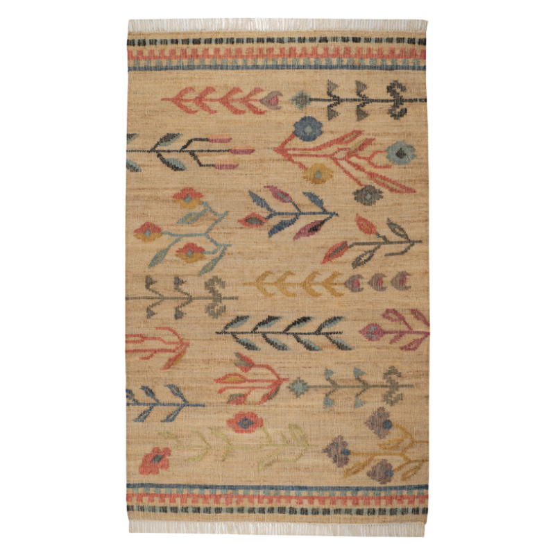 Rugs USA, Folk Floral Kilim Handwoven Jute Rug