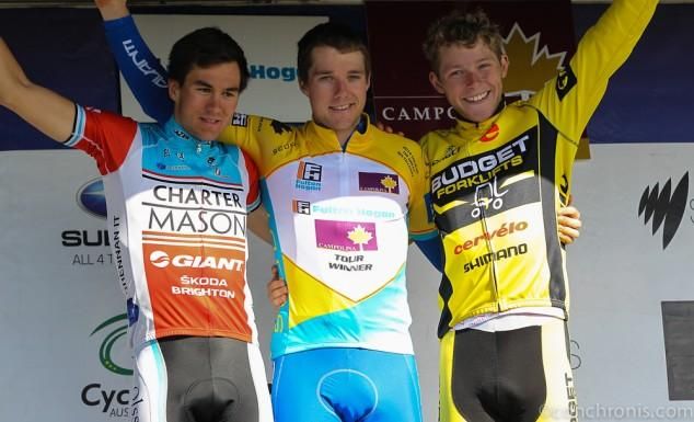 The final podium: Raphael Freinstein (CharterMason Giant), Brenton Jones (Avanti) and Jesse Kerrrison (BudgetForklifts)