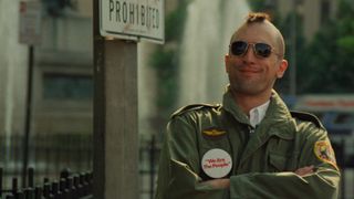 Robert De Niro sports Travis Bickle's famous mohawk in Taxi Driver.