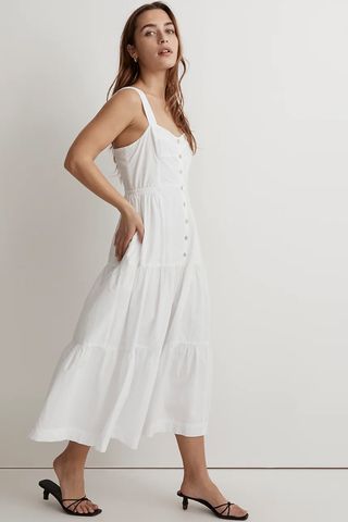 Madewell Button-Front Tiered Midi Dress