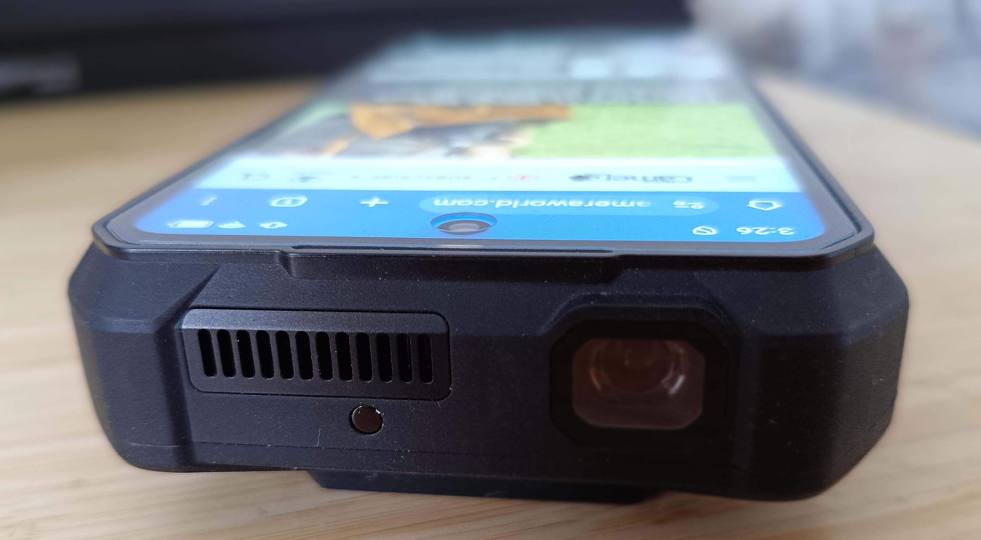 Front of Tank 3 Pro, featuring the projector and cooling vents