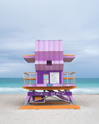 purple Miami lifeguard tower