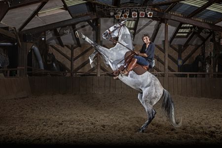 Horsemaster Camilla Naprous on Moses photographed at The Devilshorsemen stables in Mursley, Buckinghamshire. Photograph: Richard Cannon/Country Life PIcture Library