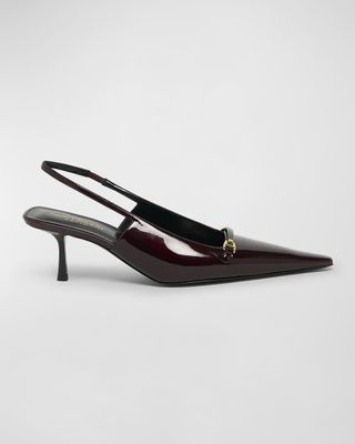 Hermione Leather Kitten Slingback Pumps