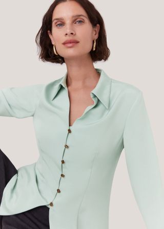 Silk Blend V Neck Shirt