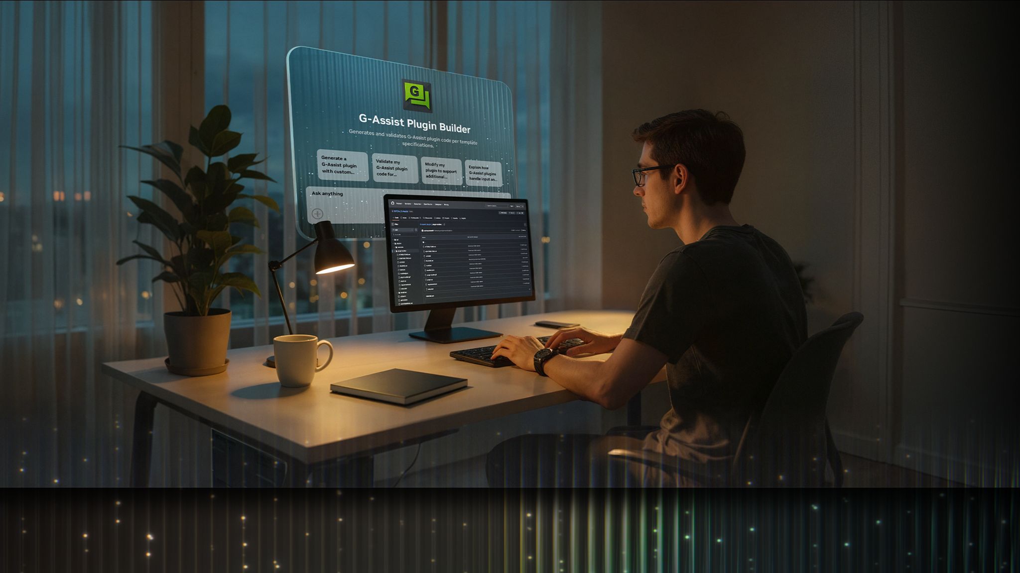 A developer making a plugin using Nvidia G-Assist Plugin Builder