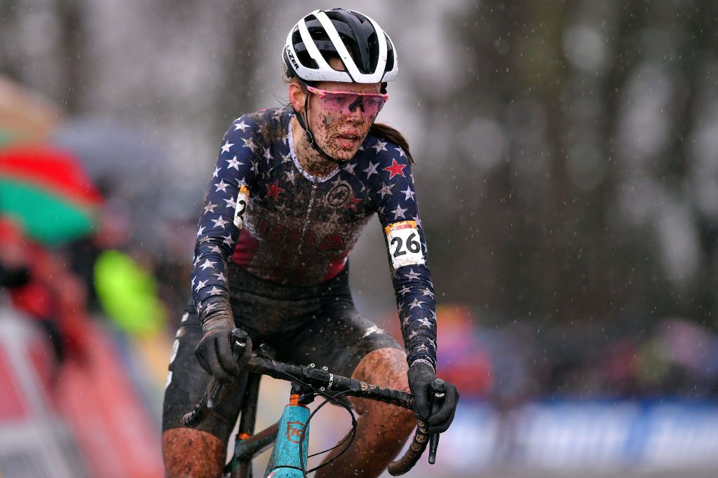 NAMUR BELGIUM DECEMBER 22 Clara Honsinger of The United States Mud during the 11th Namur World Cup 2019 Women Elite UCICX TelenetUCICXWC on December 22 2019 in Namur Belgium Photo by Luc ClaessenGetty Images