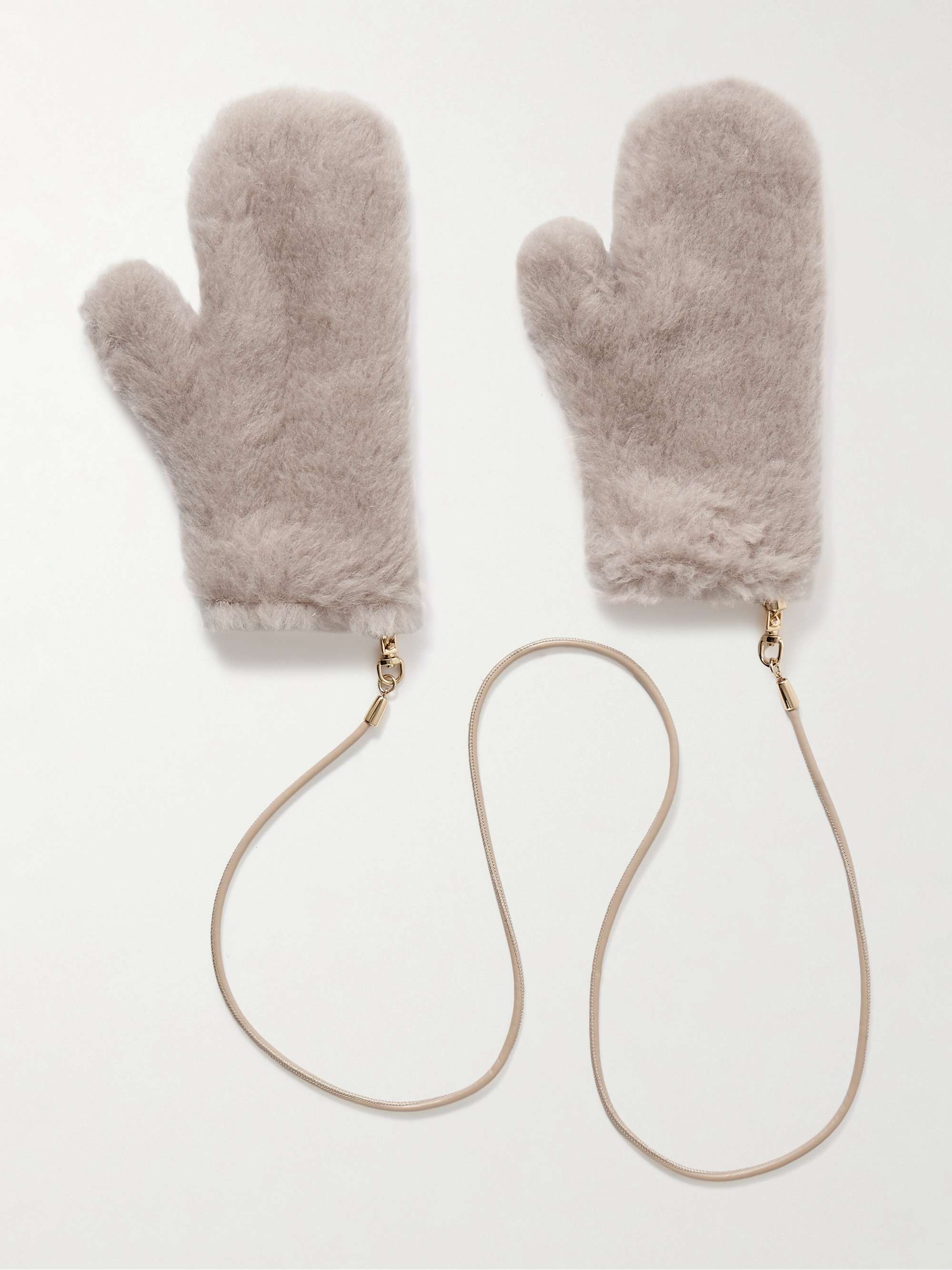 Leather-Trimmed Alpaca-Blend Mittens