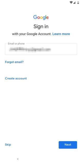 Signing in to Google account