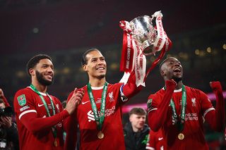 Virgil van Dijk with the Carabao Cup