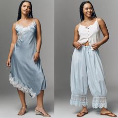 Models wear anthropologie latest arrivals. 