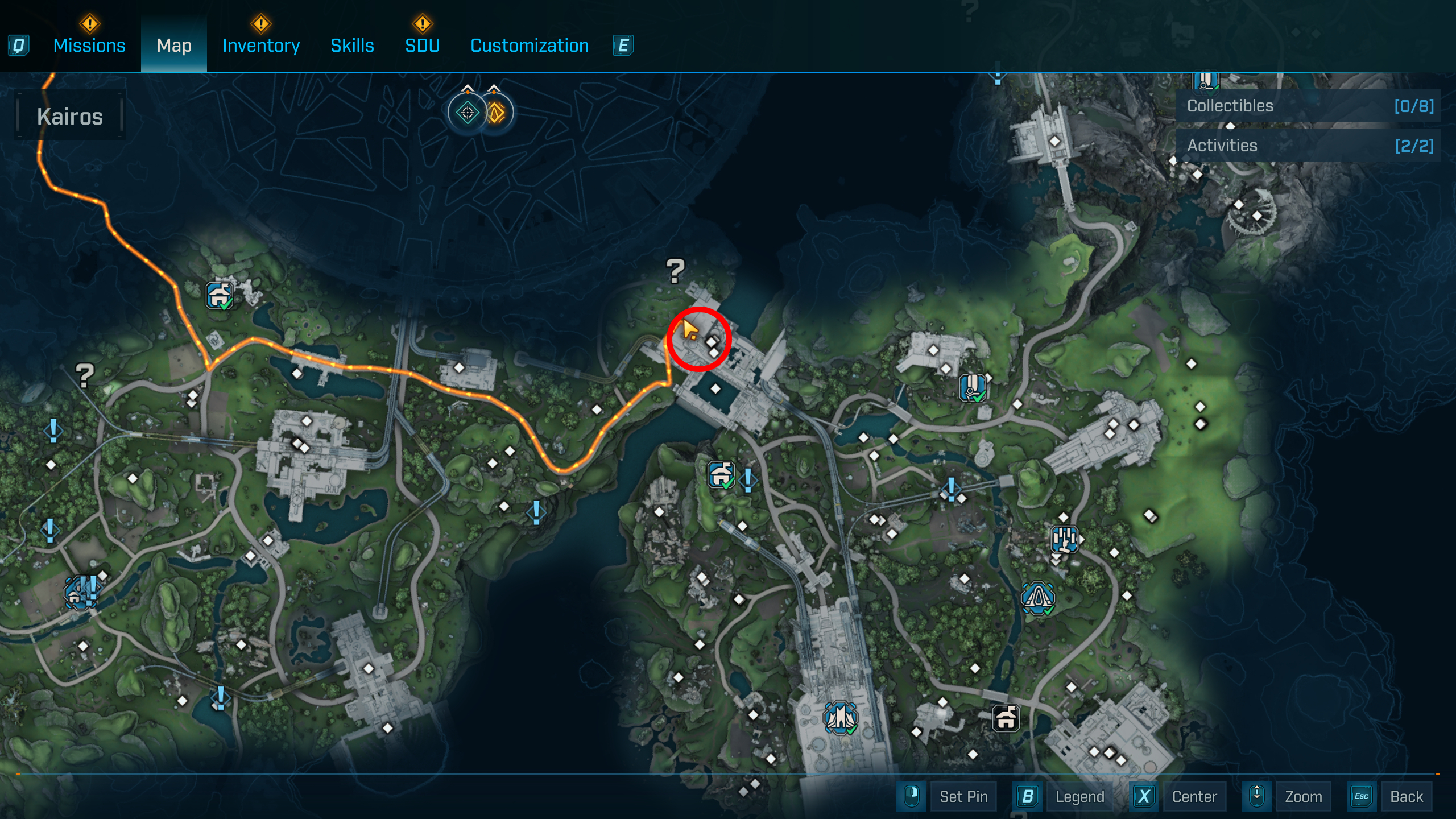  A map with a red circle highlighting where to find and farm the Sludgemaw boss to get Birt's Bees.