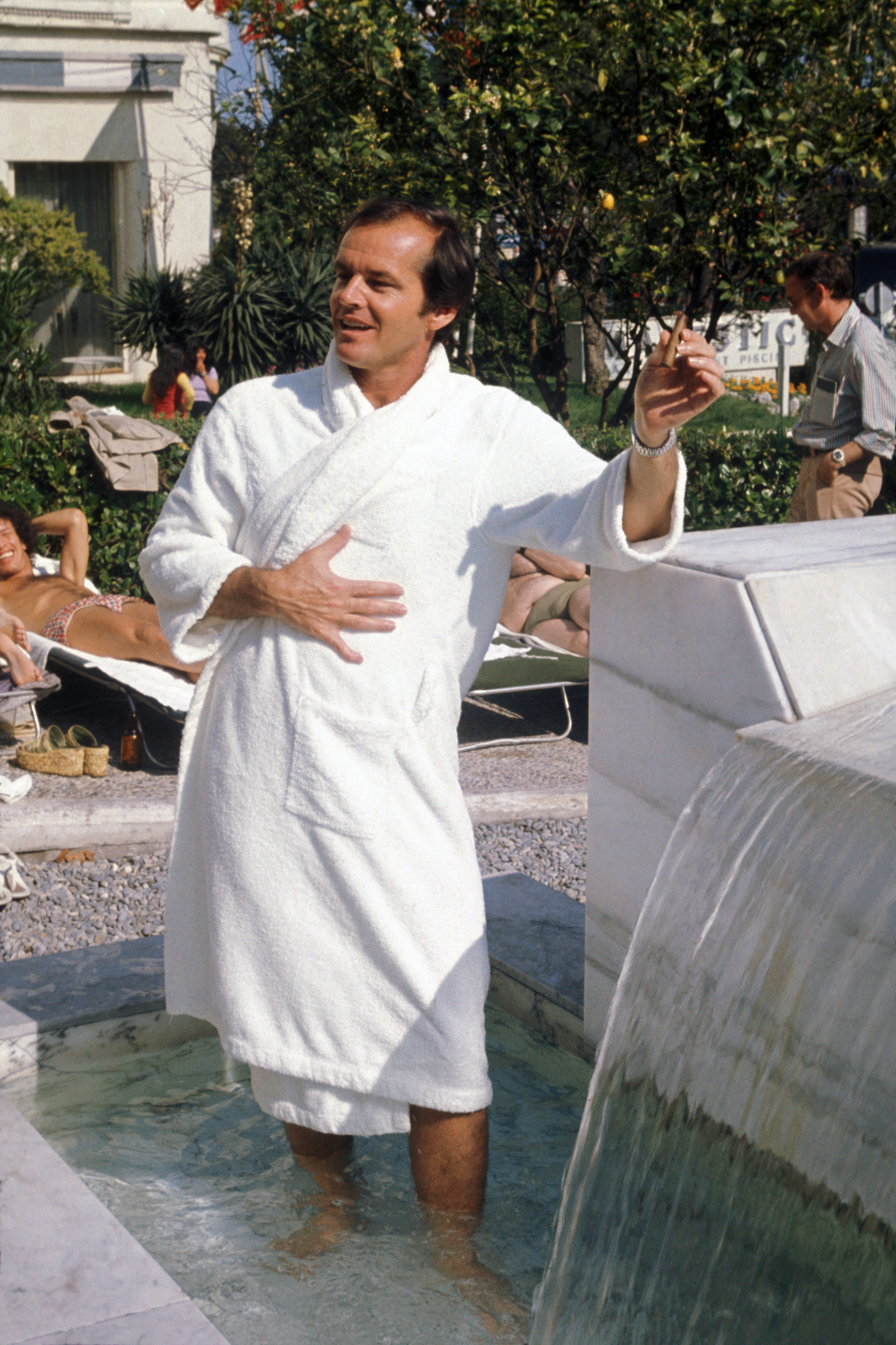 Jack Nicholson in a bathrobe at Cannes Film Festival 1974