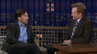 Jon Hamm talking to Conan O'Brien on Late Night with Conan O'Brien