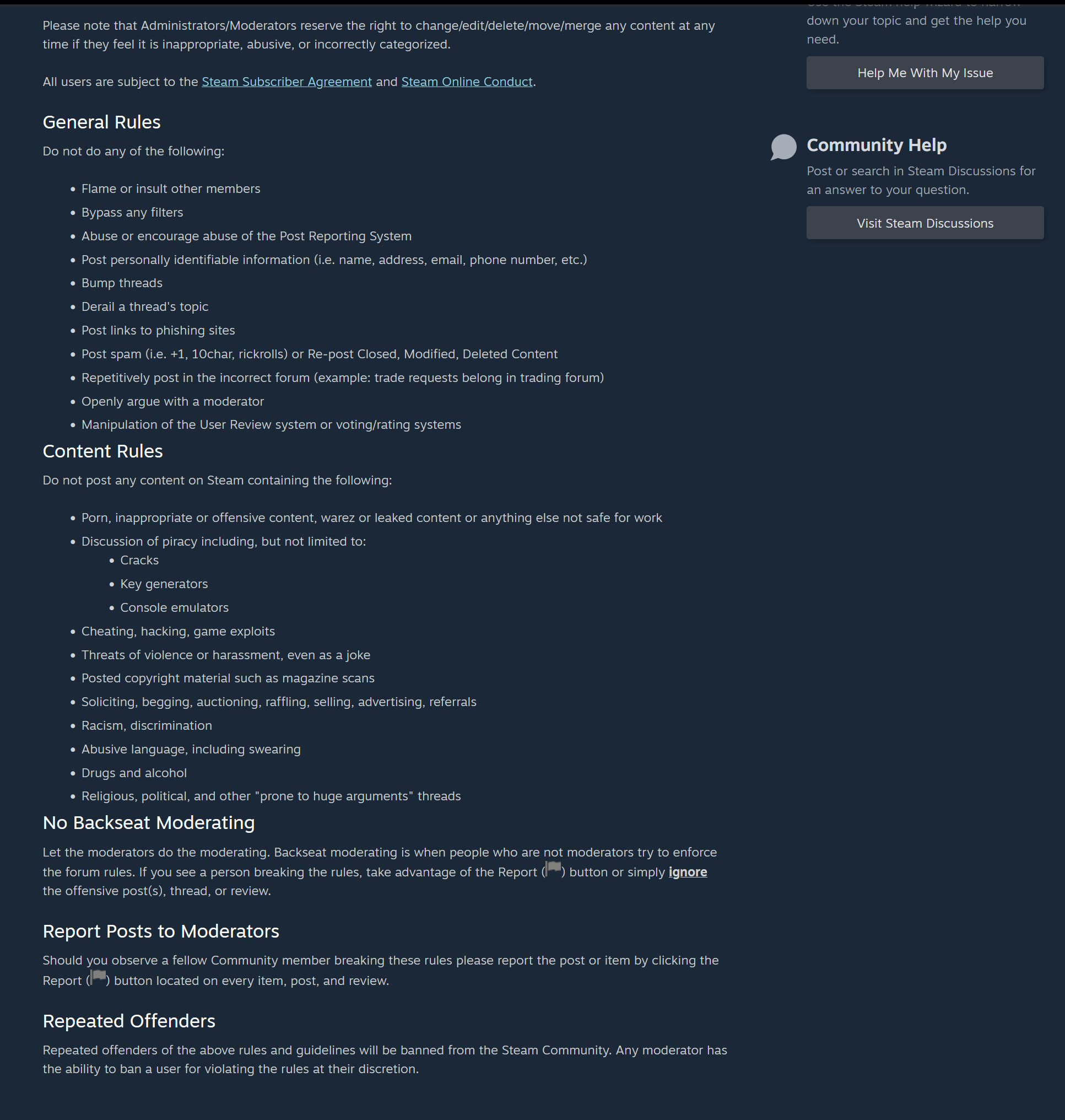 Steam community rules (old)
