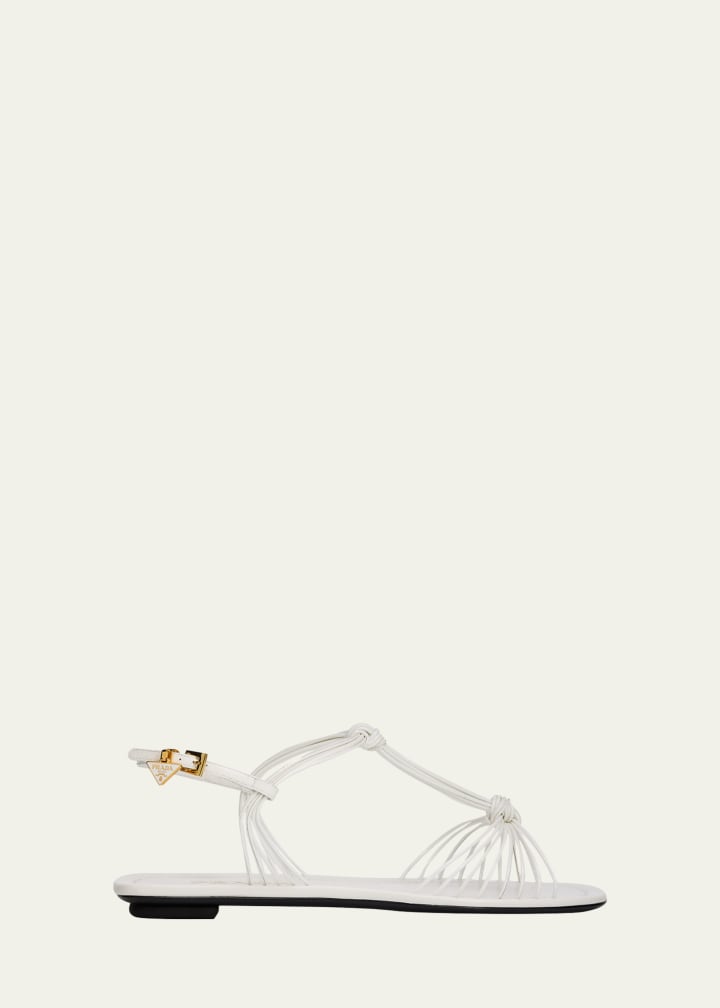 Tubular Leather Flat Sandals