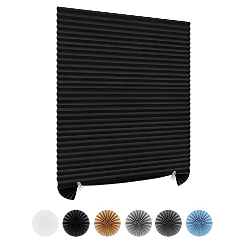 No Drill Blinds Non-Woven Fabric Cut to Size Blackout Thermal Easy Fit Self Adhesive Stick on Pleated Temporary Shades Clip in Paper Blinds for Windows Patio Doors Kitchen Bathroom Bedroom