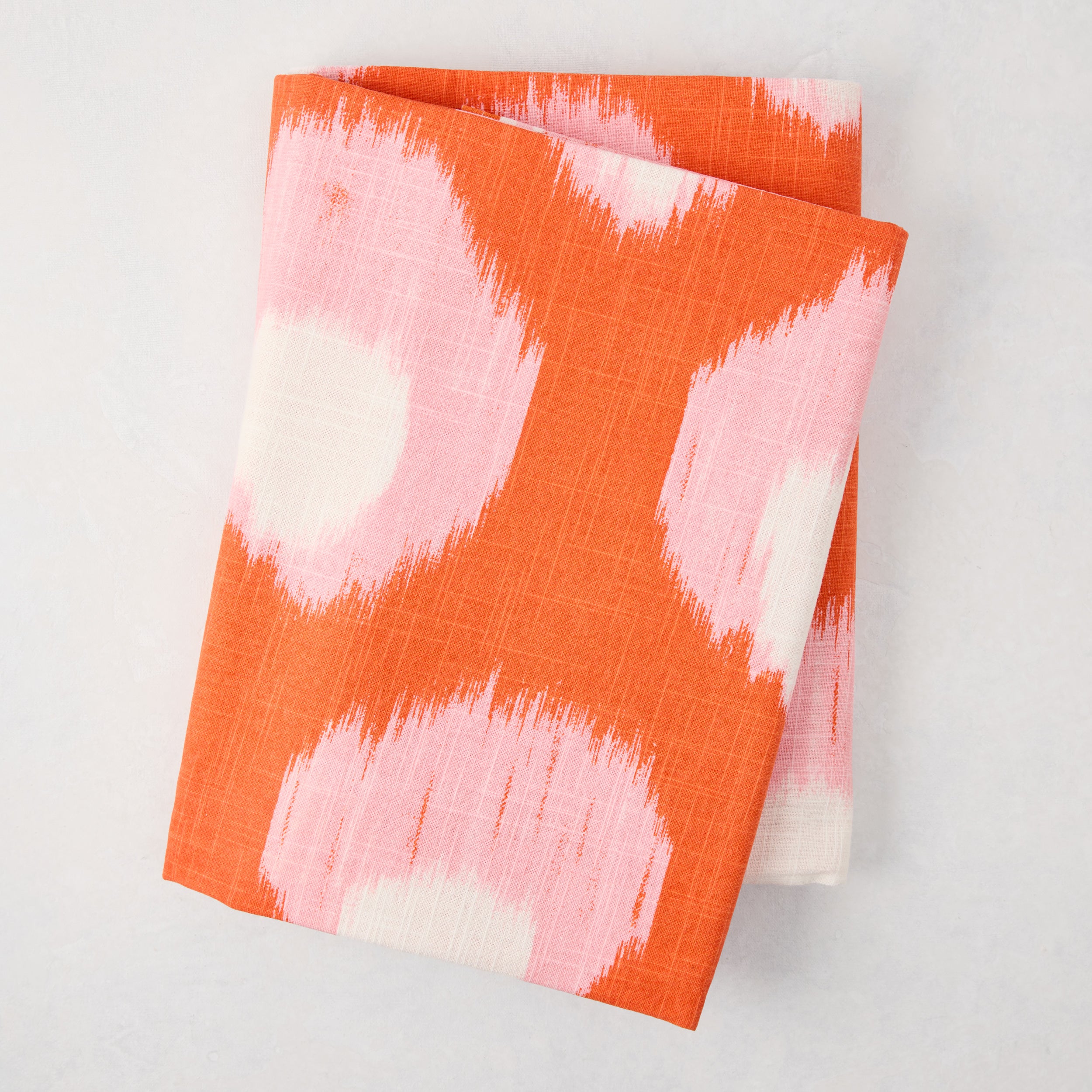 Peter Dunham + Hudson Grace Orange Bukhara Ikat Printed Tablecloth - Hudson Grace