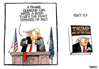 Political cartoon U.S. Trump Art of the deal Bob Woodward Fear