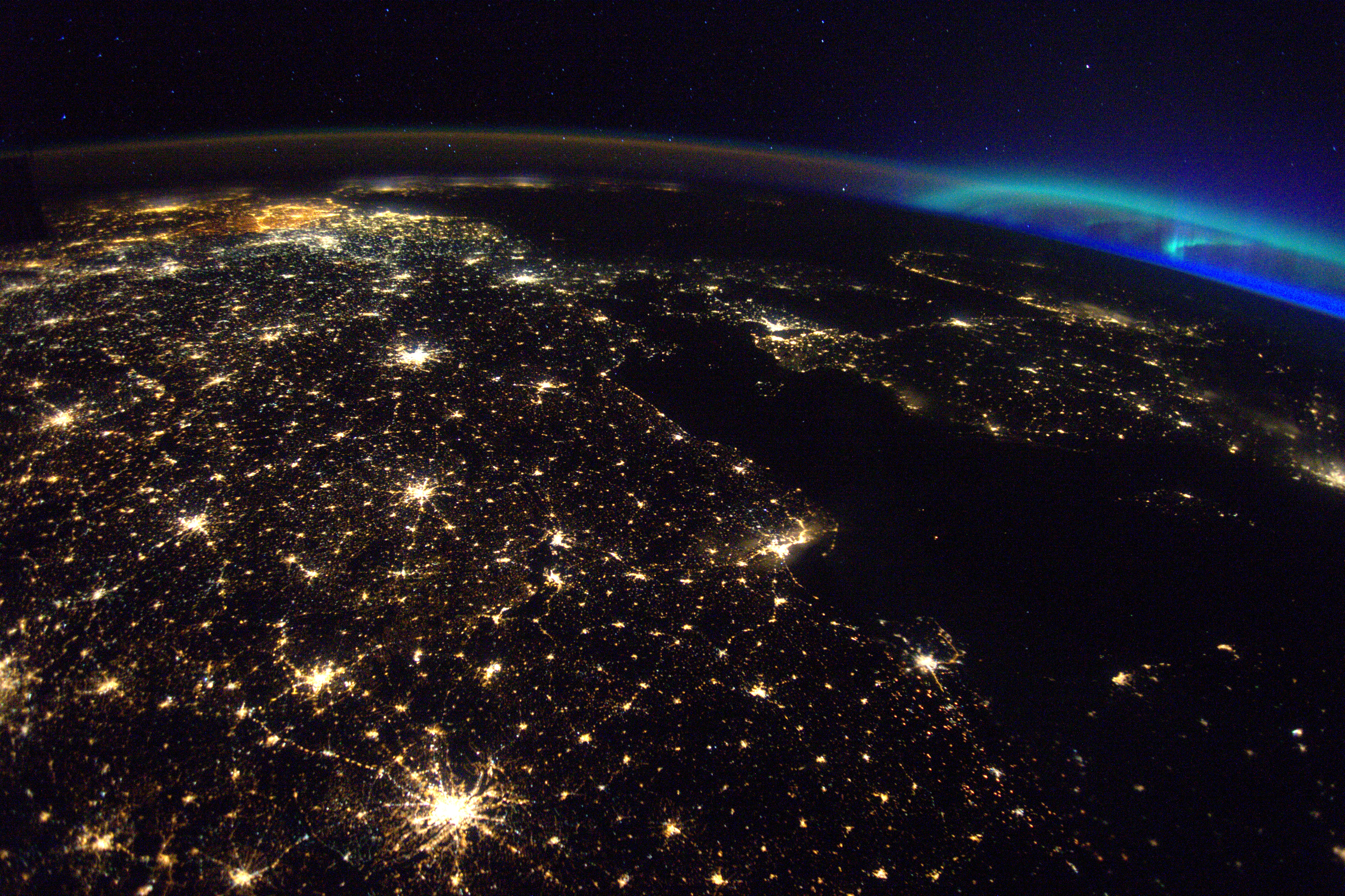 aurora over europe iss