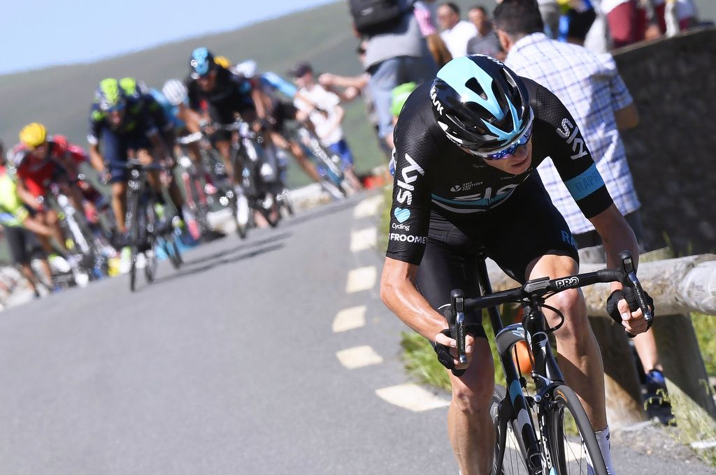 And he's gone...Chris Froome makes his stage winning attack on the Col de Peyresourde