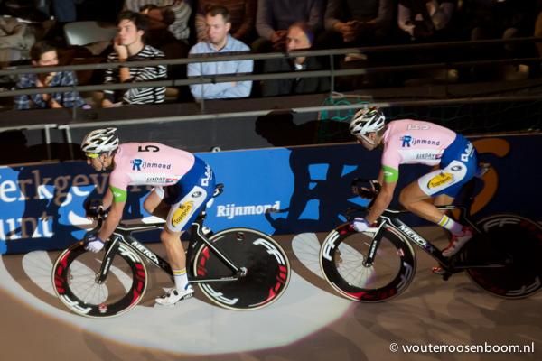 Kenny De Ketele and Jasper De Buyst wind things up for their team time trial effort