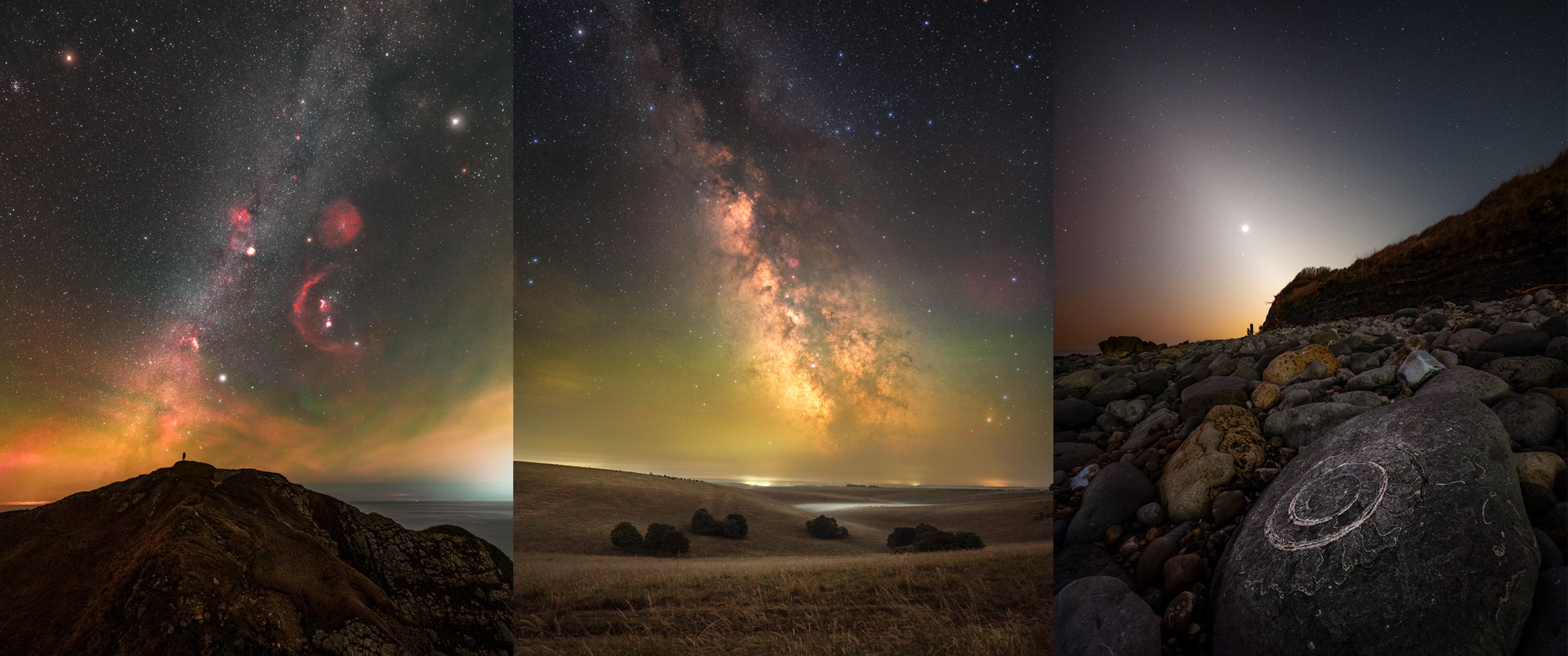 collage of three astrophotography images