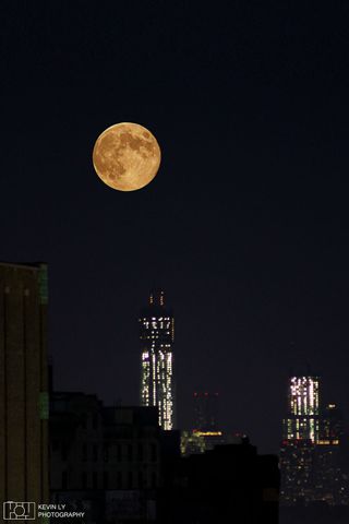 blue moon over World Trade Center