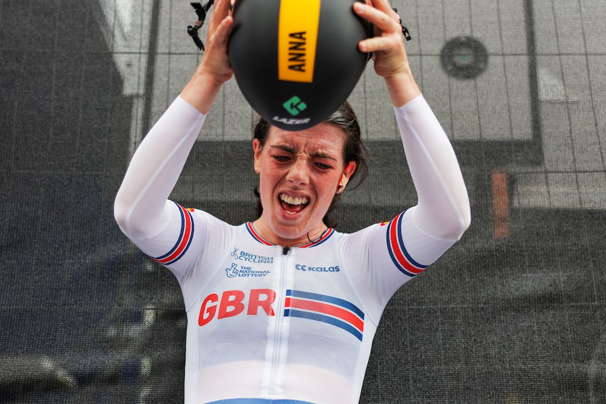 Picture by Alex Whitehead/SWpix.com - 10/08/2023 - Road Cycling - 2023 UCI Cycling World Championships - Stirling, Scotland - Women&acirc;s Junior Time Trial - Anna Henderson of United Kingdom after competing in the Women's Elite Time Trial