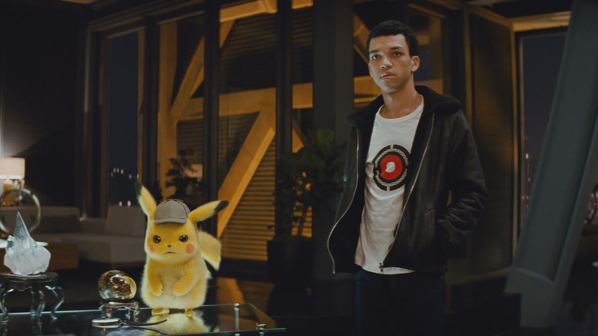 Pikachu and Justice Smith in Detective Pikachu