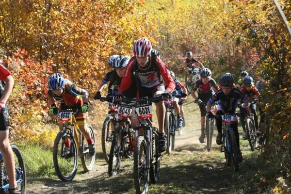 Junior competitors attacking the climbs