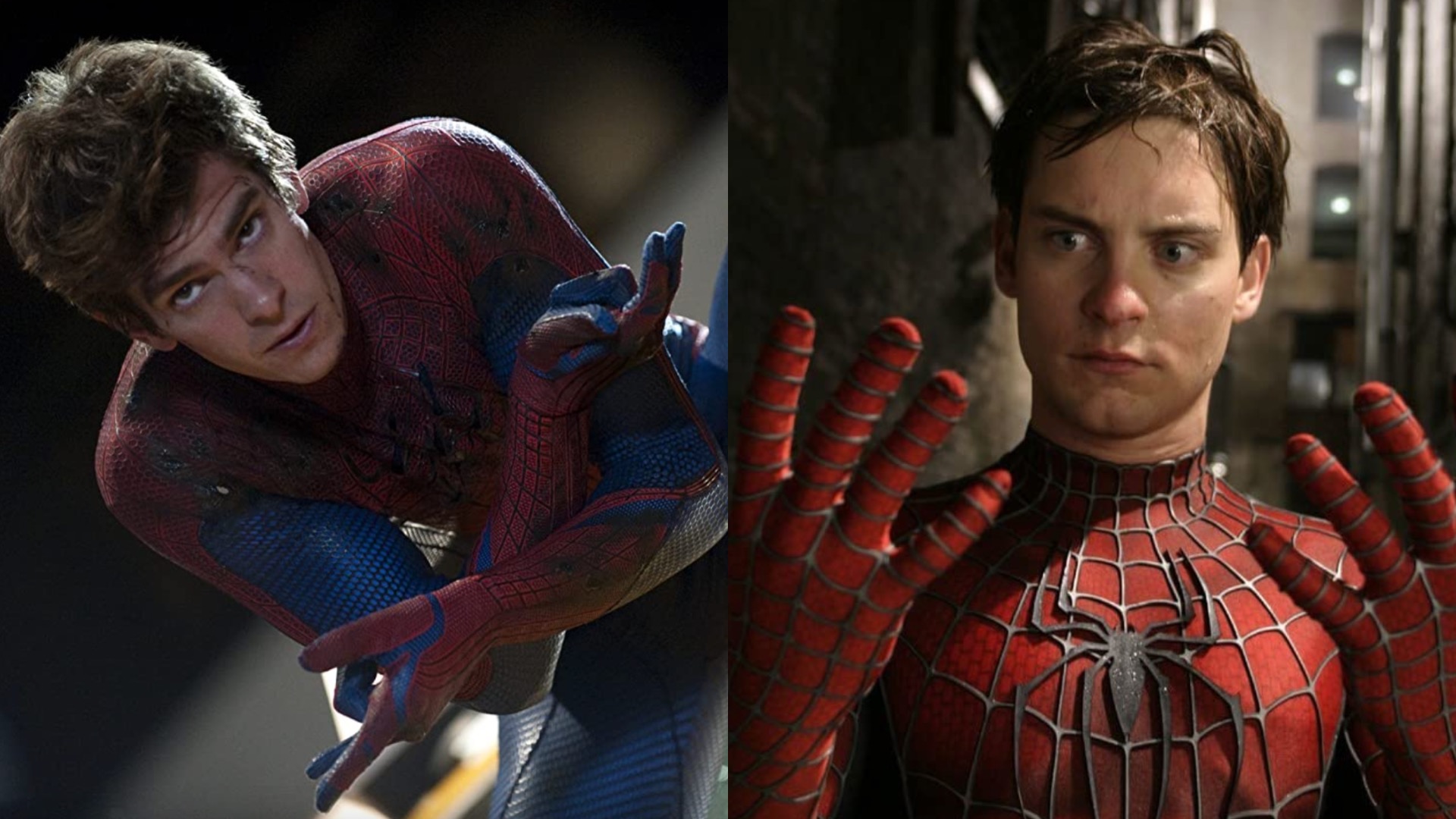 Andrew Garfield ve Tobey Maguire Örümcek Adam olarak