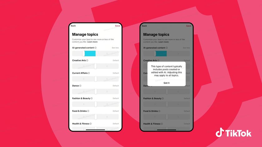 A screenshot of an upcoming Manage Topics slider for AI content in TikTok