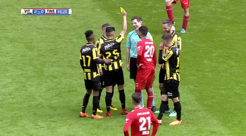Watch: Dutch referee 'booked' for diving by player | FourFourTwo