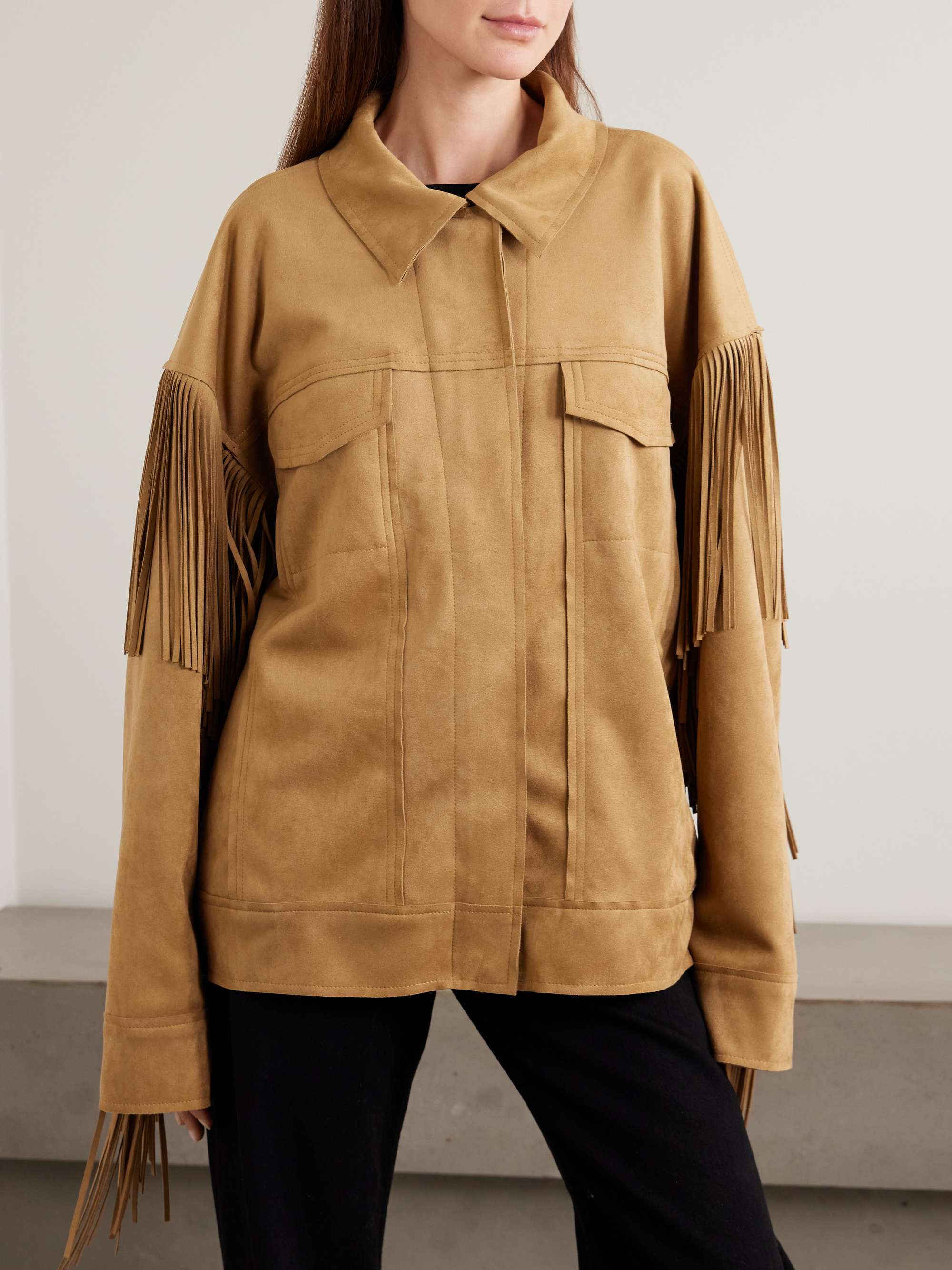 Fringed Oversized Brushed Jacket