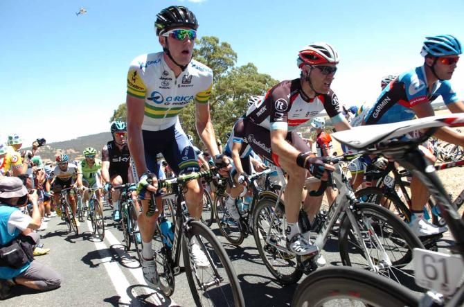 Luke Durbridge (Orica-GreenEdge) shows off his Australian champion's jersey.