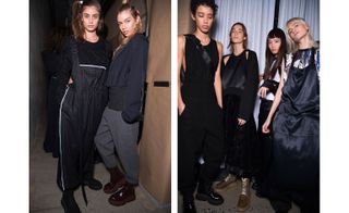 Models posing in DKNY clothing