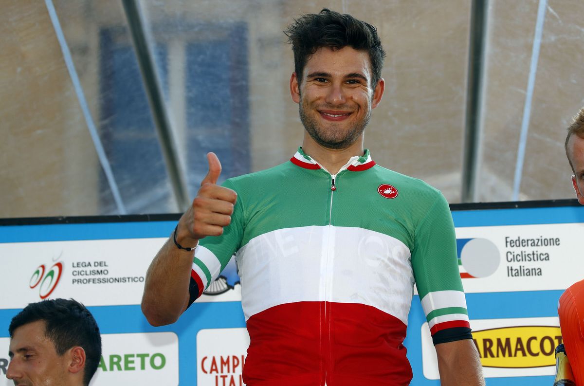 Filippo Ganna (Team Ineos) gives a thumbs up