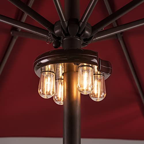 Nora&amp;middot;gift Patio Umbrella Light With Led Edison Bulbs, Battery Operation Cordless-Outdoor Umbrella Pole Lights With 2 Lighting Modes for Garden&amp;#65292;patio, Backyard, Camping or Bbq - Brown(1 Pack)