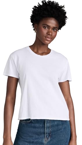 Perfectwhitetee Women's Harley Cotton Boxy Crew Tee, White, L