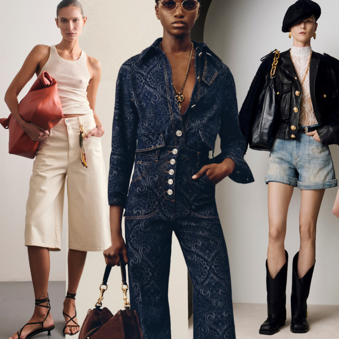 the summer denim trends at Kallmeyer, Etro, and Balmain