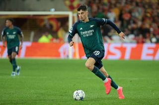 Kai Havertz of Arsenal during the UEFA Champions League match between RC Lens and Arsenal FC at Stade Bollaert-Delelis on October 3, 2023 in Lens, France. (Photo by Jean Catuffe/Getty Images)