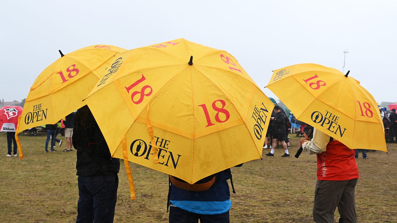 Three yellow Open umbrellas 