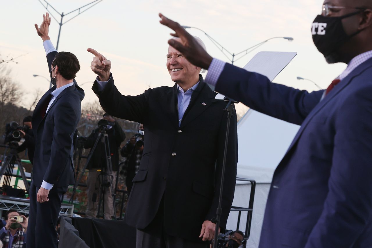 President-elect Joe Biden with Georgia Democratic Senate candidates.