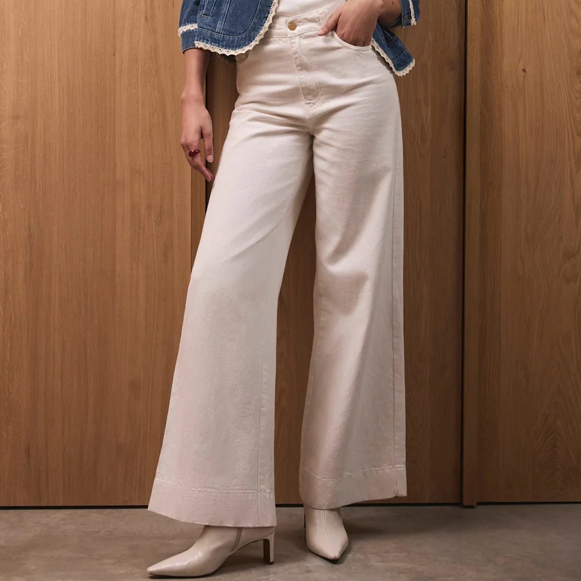 Mint Velvet Cream Wide-Leg Jeans