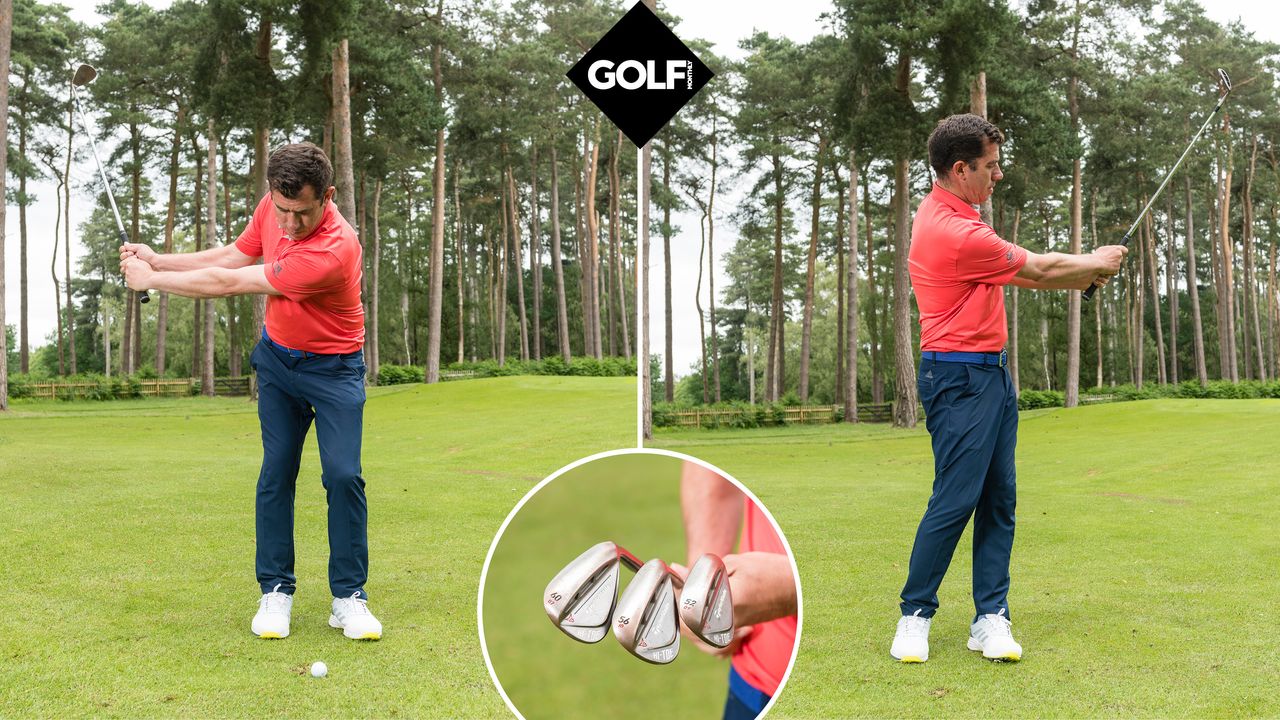 PGA pro Dan Grieve demonstrating how to hit a pitch shot at Woburn