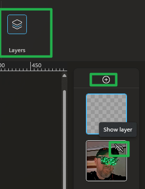layers panel with adding and hiding features