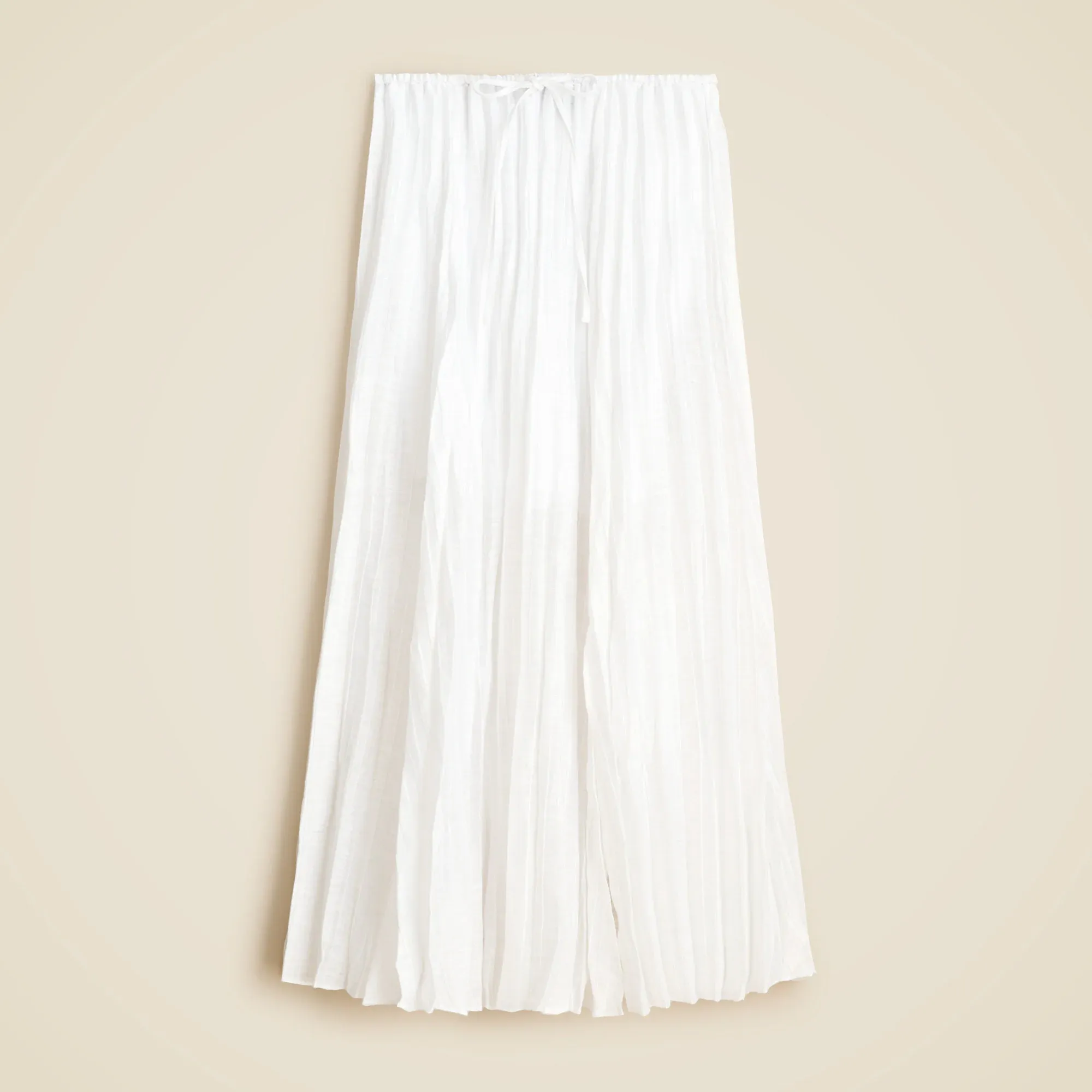 jcrew, Pleated Drawstring Maxi Skirt in Linen Blend